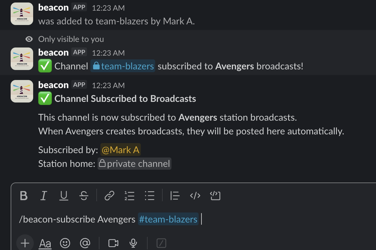 Channel subscribed to broadcasts